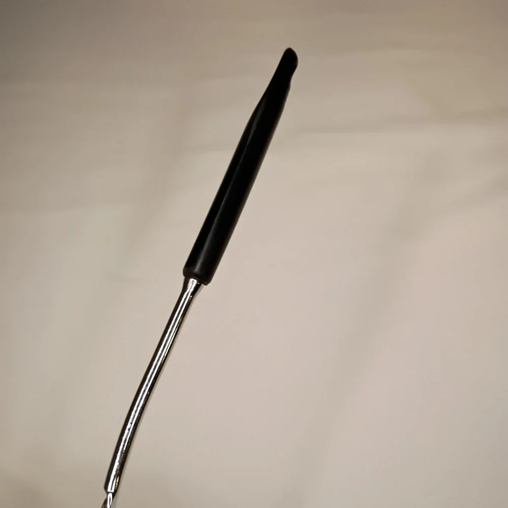 Vintage Ekco Slotted‎ Serving Spoon Chromium Plated Black Plastic Handle USA 12